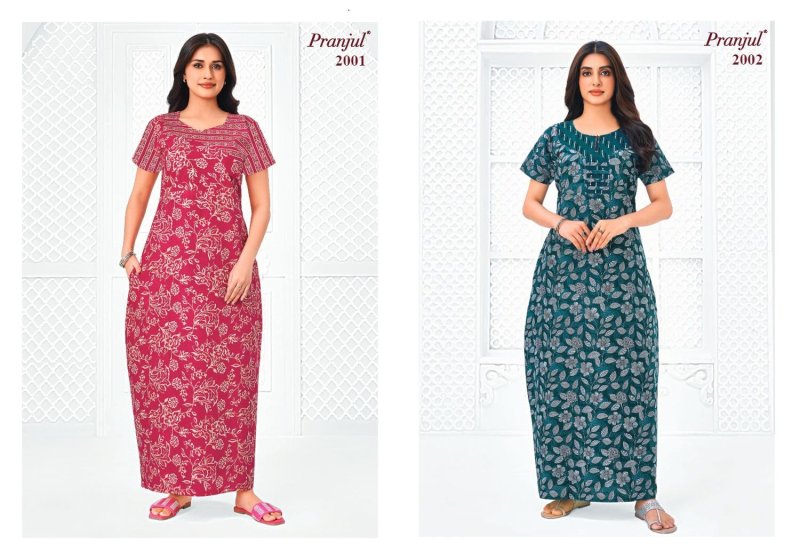 Pragati Vol 20 By Pranjul Pure Cotton Printed Nighty Gown 